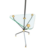 Mid century floor lamp black lacquer and brass tripod design with glass centre table - French - 1950s - Mid Century Lighting