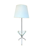 Mid century floor lamp black lacquer and brass tripod design with glass centre table - French - 1950s - Mid Century Lighting