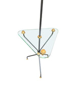 Mid century floor lamp black lacquer and brass tripod design with glass centre table - French - 1950s - Mid Century Lighting