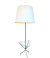 Mid century floor lamp black lacquer and brass tripod design with glass centre table - French - 1950s - Mid Century Lighting