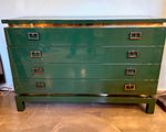 Mid century chest of drawers green lacquered by Guy Lefevre for Maison Jansen - 1970s - French