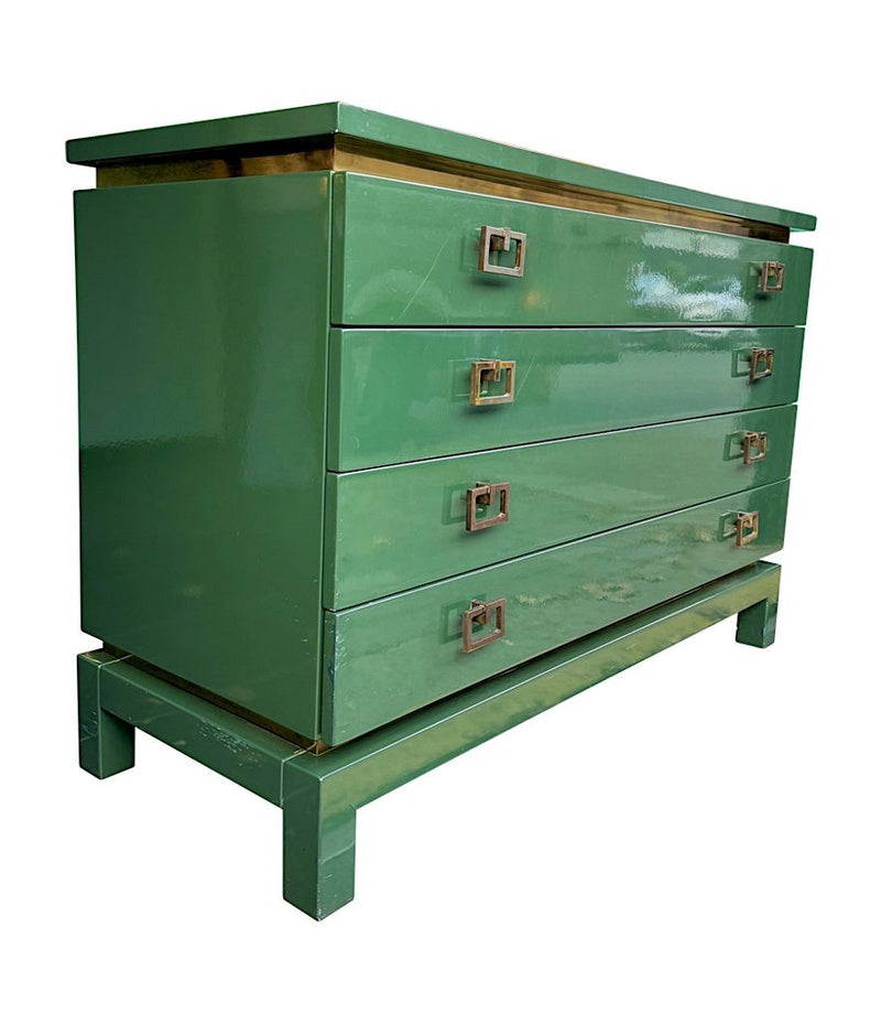 Mid century chest of drawers green lacquered by Guy Lefevre for Maison Jansen - 1970s - French - Mid Century Furniture London