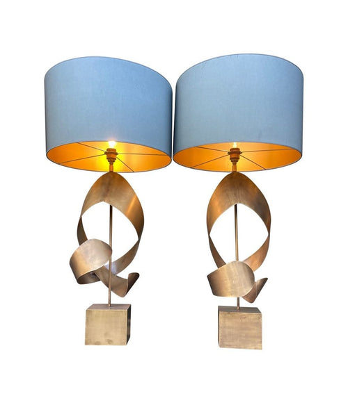 Mid Century Italian sculptural brass table lamps - 1970s