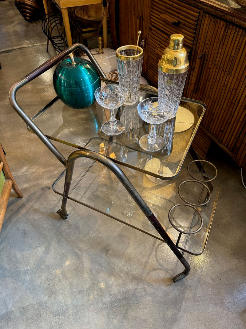 Mid Century Drinks Trolley brass and lacquered wood by Mid century bar trolley by Cesare Lacca - Italian