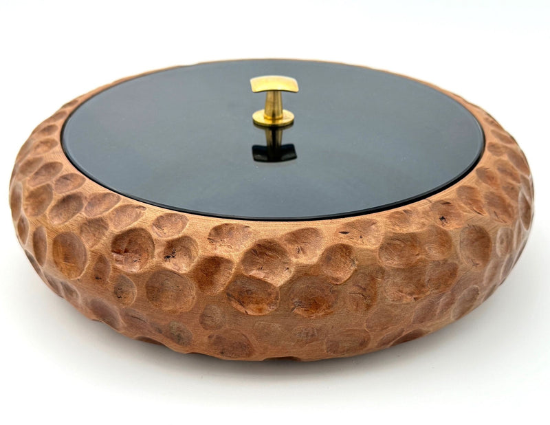 Mid century carved wooden and blue glass accessories box - Pietro Chiesa for Fontana Arte - 1950s