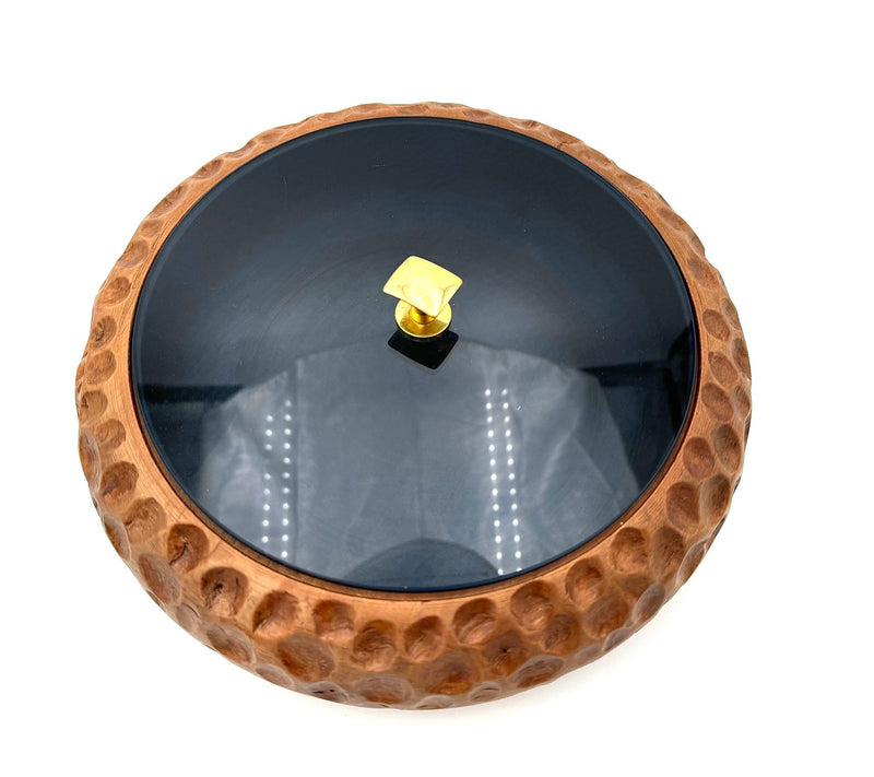 Mid century carved wooden and blue glass accessories box - Pietro Chiesa for Fontana Arte - 1950s
