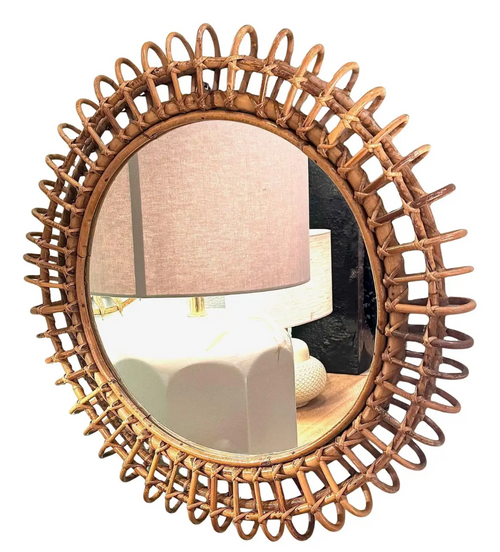 Mid century bamboo mirror by Franco Albini for Bonacina - French - 1970s