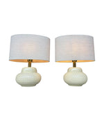 Mid Century Table lamps by Tommaso Barbi - cream ceramic and brass - 1970s