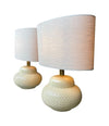 Mid Century Table lamps by Tommaso Barbi - cream ceramic and brass - 1970s