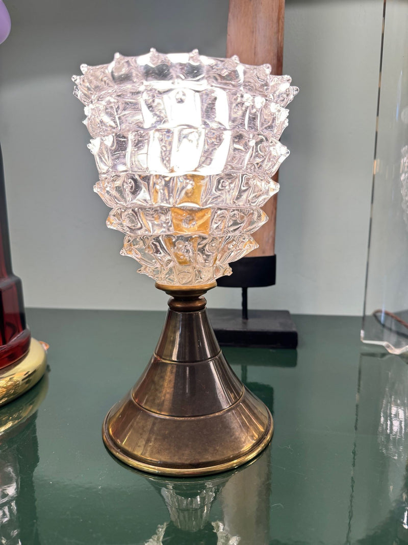 Mid Century glass table lamps by Barovier & Toso rostata glass ad brass 1950s