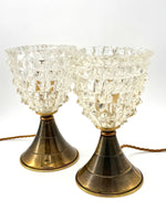 Mid Century glass table lamps by Barovier & Toso rostata glass ad brass 1950s