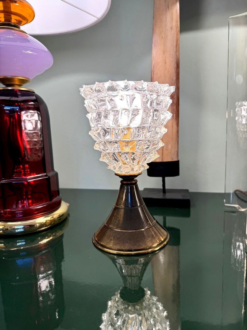 Mid Century glass table lamps by Barovier & Toso rostata glass ad brass 1950s
