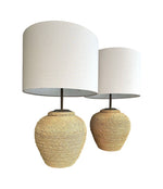 Mid century table lamps Italian riviera woven rope with bronze fittings 1950s - Mid century table lamps