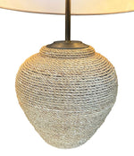 Mid century table lamps Italian riviera woven rope with bronze fittings 1950s - Mid century table lamps