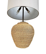 Mid century table lamps Italian riviera woven rope with bronze fittings 1950s - Mid century table lamps