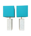 Mid century table lamps Carrera marble by Porcelaine de Bruxelles Belgian 1970s