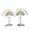 Vintage table lamps 1980s lucite and brass lamp with curved lucite shades and bases