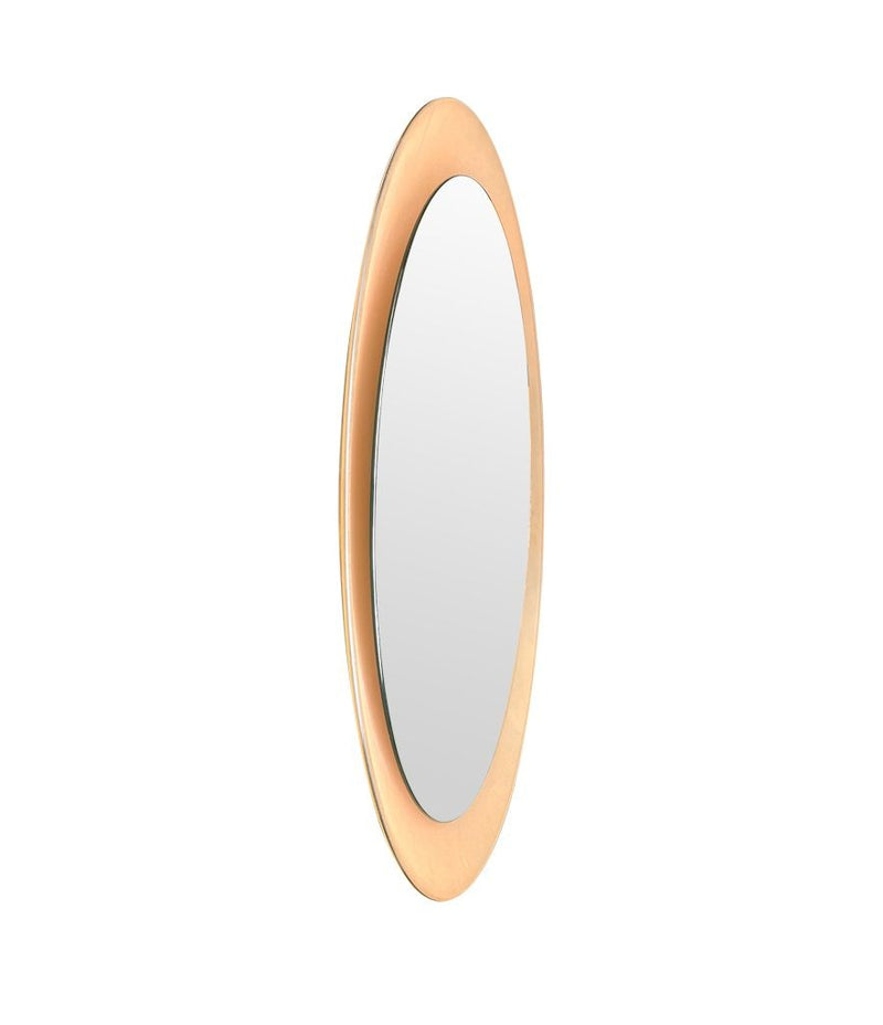 Large pink concave framed circular mirror in style of Max Ingrand for Fontana Arte