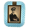 A wonderful orignal 1940s turquoise torchon Murano glass frame by Archimede Seguso