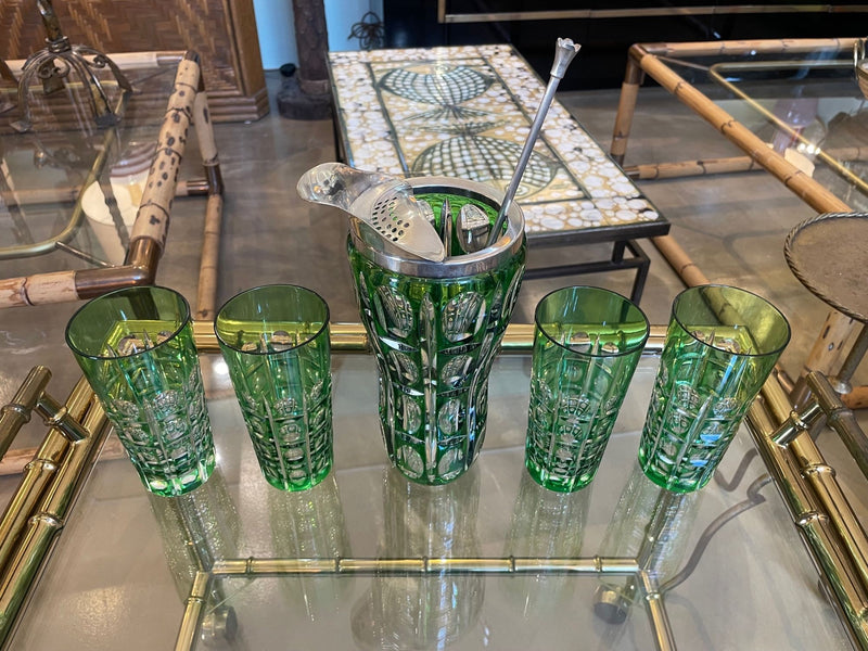 Mid Century cocktail set - wilhelm wolff - green crystal