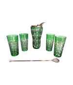 Mid Century cocktail set - wilhelm wolff - green crystal