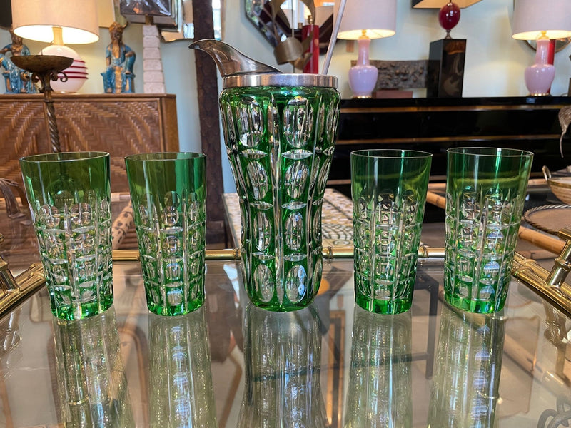 Mid Century cocktail set - wilhelm wolff - green crystal