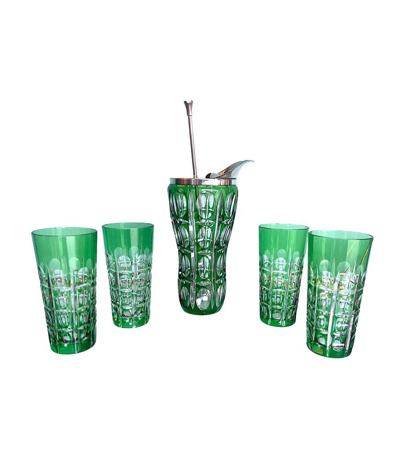 Mid Century cocktail set - wilhelm wolff - green crystal