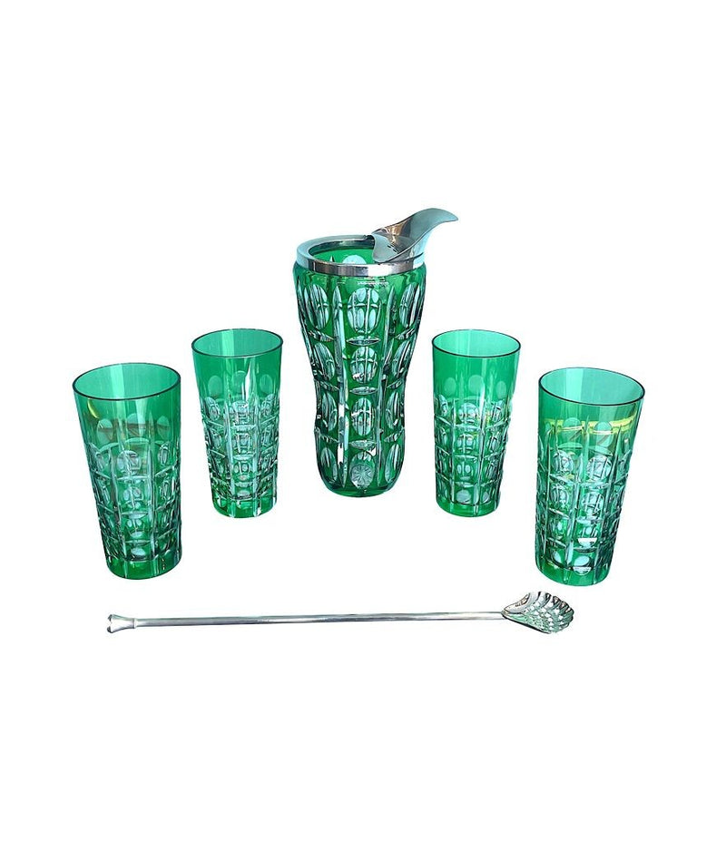 Mid Century cocktail set - wilhelm wolff - green crystal