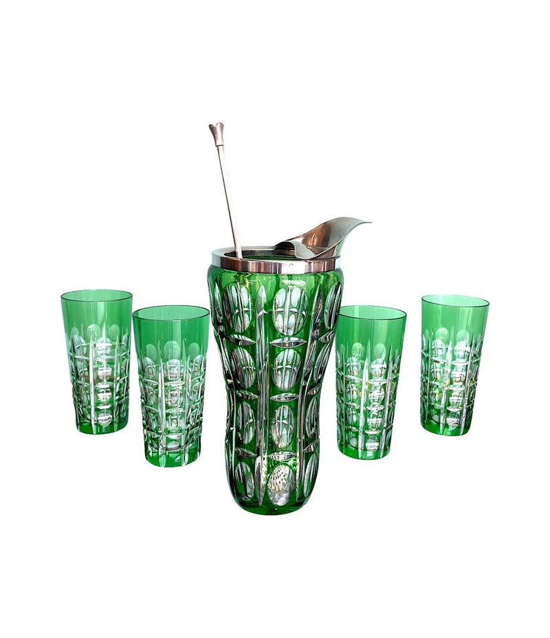 Mid Century cocktail set - wilhelm wolff - green crystal