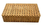 Mid century woven rattan boxes Gabriella Crespi Style Italian 1970s Lucite