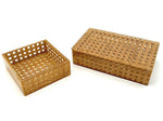 Mid century woven rattan boxes Gabriella Crespi Style Italian 1970s Lucite