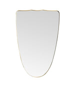 Large Italian 1950s shield mirror with brass frame - mid century mirrors