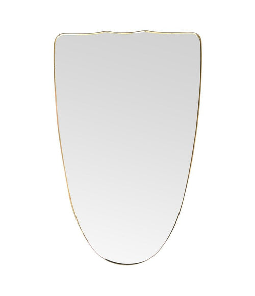 Large Italian 1950s shield mirror with brass frame - mid century mirrors