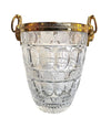 A 1960S GLASS AND GILT METAL CHAMPAGNE BUCKET WITH RAM HEAD HANDLES