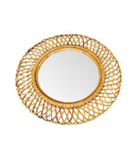 A pair of 1970s original Italian circular woven bamboo mirror by Franco Albini