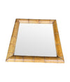 A large square mirror with a thick bamboo frame