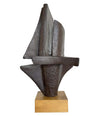 1960S BELGIAN CERAMIC ABSTRACT SCULPTURE WITH BRONZE TEXTURED STYLE FINISH