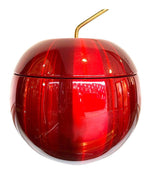 1970S CHERRY ICE BUCKET BY DAYDREAM IN ANODISED VIBRANT RED WITH BRASS HANDLE