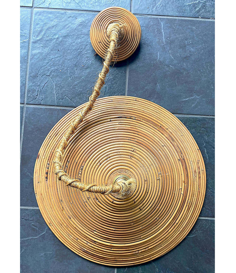 1970S ITALIAN BAMBOO CIRCULAR PENDANT LIGHT IN THE STYLE OF GABRIELLA CRESPI