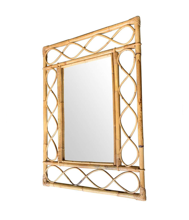 1970S ITALIAN RIVIERA RECTANGULAR BAMBOO MIRROR