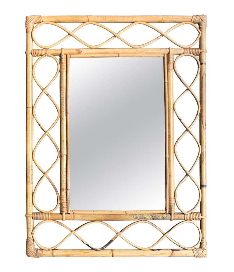 1970S ITALIAN RIVIERA RECTANGULAR BAMBOO MIRROR