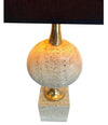 1970S MAISON BARBIER TRAVERTINE AND BRASS LAMP WITH NEW BESPOKE SHADE