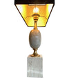 1970S MAISON BARBIER TRAVERTINE AND BRASS LAMP WITH NEW BESPOKE SHADE