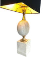 1970S MAISON BARBIER TRAVERTINE AND BRASS LAMP WITH NEW BESPOKE SHADE