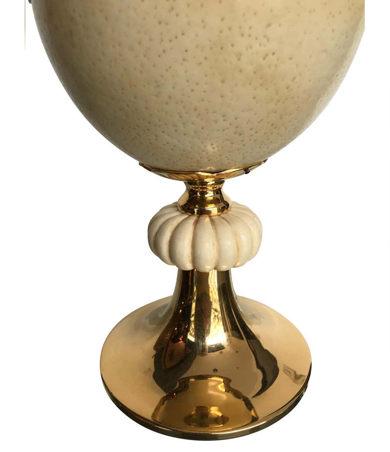 1970S POTPOURRI HOLDER IN GILT METAL WITH REAL OSTRICH EGG BY CHRISTIAN DIOR