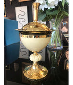 1970S POTPOURRI HOLDER IN GILT METAL WITH REAL OSTRICH EGG BY CHRISTIAN DIOR