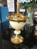 1970S POTPOURRI HOLDER IN GILT METAL WITH REAL OSTRICH EGG BY CHRISTIAN DIOR