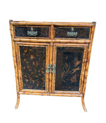 19TH CENTURY CHINOISERIE PAINTED BAMBOO CABINET WITH TWO DRAWERS AND TWO DOORS