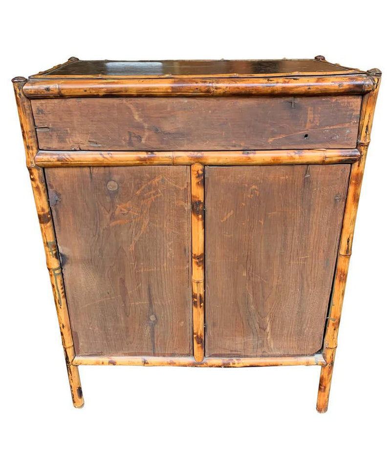 19TH CENTURY CHINOISERIE PAINTED BAMBOO CABINET WITH TWO DRAWERS AND TWO DOORS