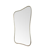 A large original 1950s Italian curved brass framed mirror with original plate